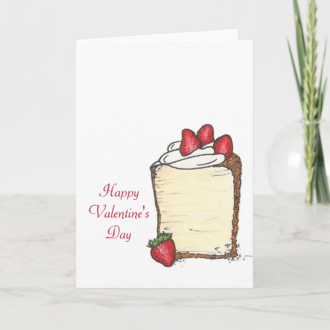 Tarjeta Festiva El día de San Valentín Angel Food Cake Slice Straw (Anverso)