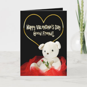 Tarjeta Festiva el día de San Valentín - BUEN AMIGO - Oso de Teddy
