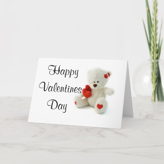 Tarjeta Festiva El día de San Valentín Card Teddy Bear (Anverso)