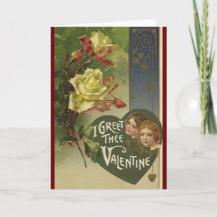 Tarjeta Festiva El día de San Valentín, chicas y rosas del