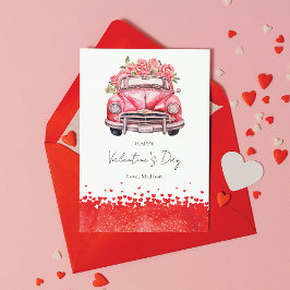 Tarjeta Festiva El día de San Valentín Coche Elegante Personalizad