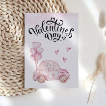 El día de San Valentín Coche Rosa Cute