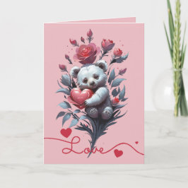 Tarjeta Festiva El día de San Valentín con Oso Teddy rico