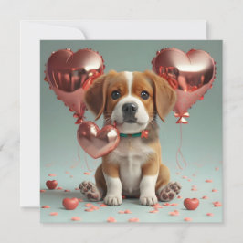 Tarjeta Festiva El día de San Valentín con un lindo perro pequeño