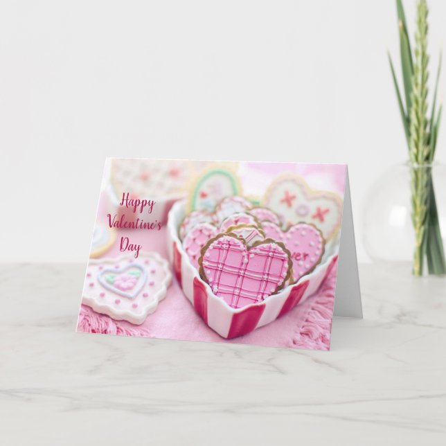 Tarjeta Festiva El día de San Valentín - Cookies del corazón - Per (Anverso)