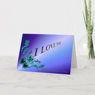 Tarjeta Festiva El día de San Valentín - Corazón de flores y marip