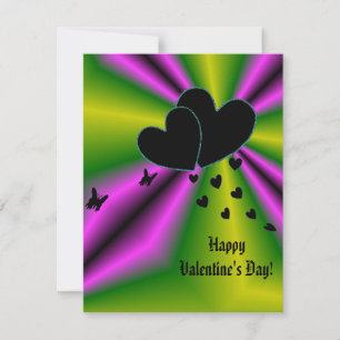 Tarjeta Festiva El día de San Valentín - Corazón negro en arcoiris