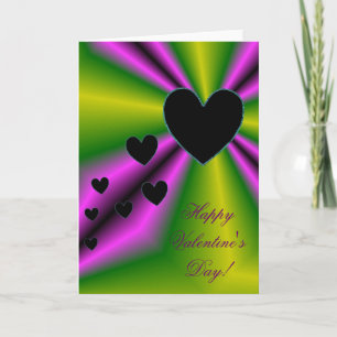Tarjeta Festiva El día de San Valentín - Corazón negro en arcoiris