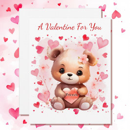 Tarjeta Festiva El día de San Valentín Corta Corazones De Oso A Am