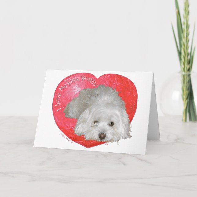 Tarjeta Festiva El día de San Valentín Coton de Tulear (Anverso)