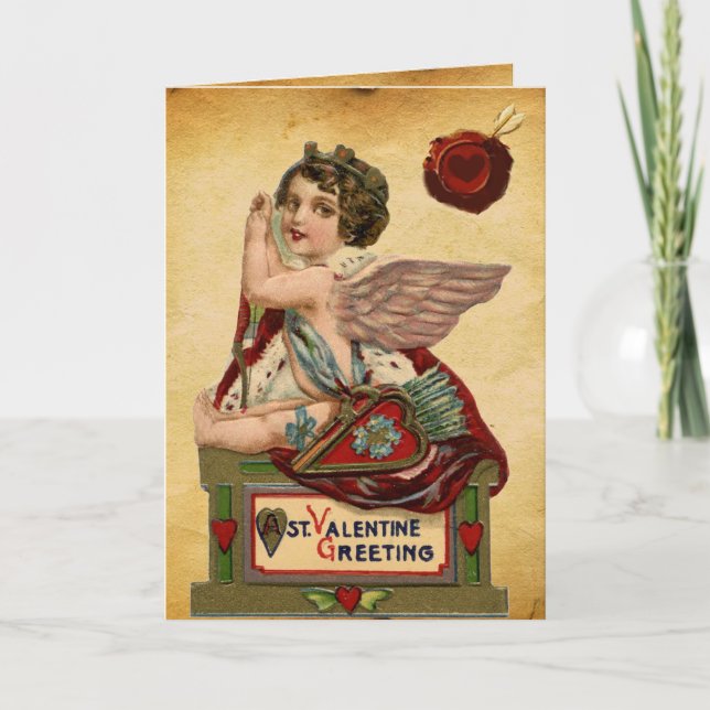 TARJETA FESTIVA EL DÍA DE SAN VALENTÍN CUPID CON FLECHAS, SELLO DE (Anverso)