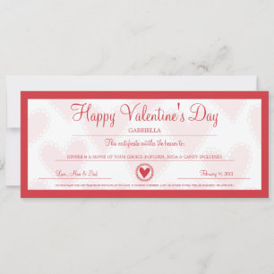 Tarjeta Festiva El día de San Valentín Cupón
