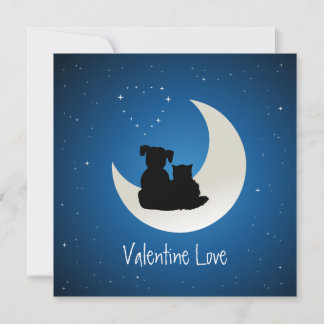Tarjeta Festiva El día de San Valentín Cute Cat Dog Love