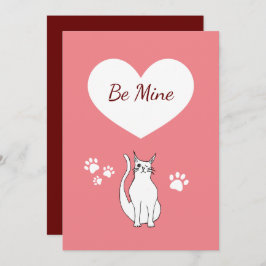 Tarjeta Festiva El día de San Valentín Cute Cat Mano dibujada en r