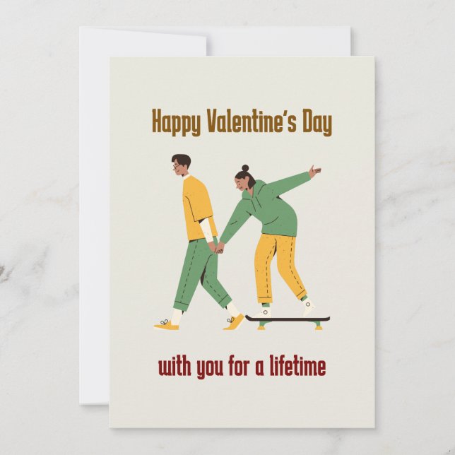 Tarjeta Festiva El día de San Valentín Cute Couple (Anverso)