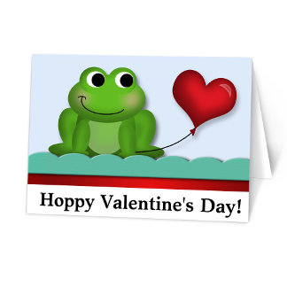 Tarjeta Festiva El día de San Valentín Cute Frog Hoppy