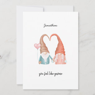 Tarjeta Festiva el día de San Valentín Cute Love Gnome Funny Pun