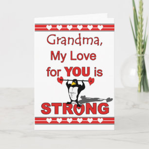 Tarjeta Festiva El día de San Valentín de Abuela, Pingüino y Pesos