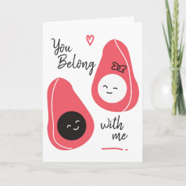 Tarjeta Festiva El día de San Valentín de amor aguacate