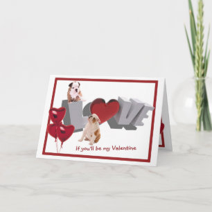 Tarjeta Festiva El día de San Valentín de amor de bulldog Cachorro