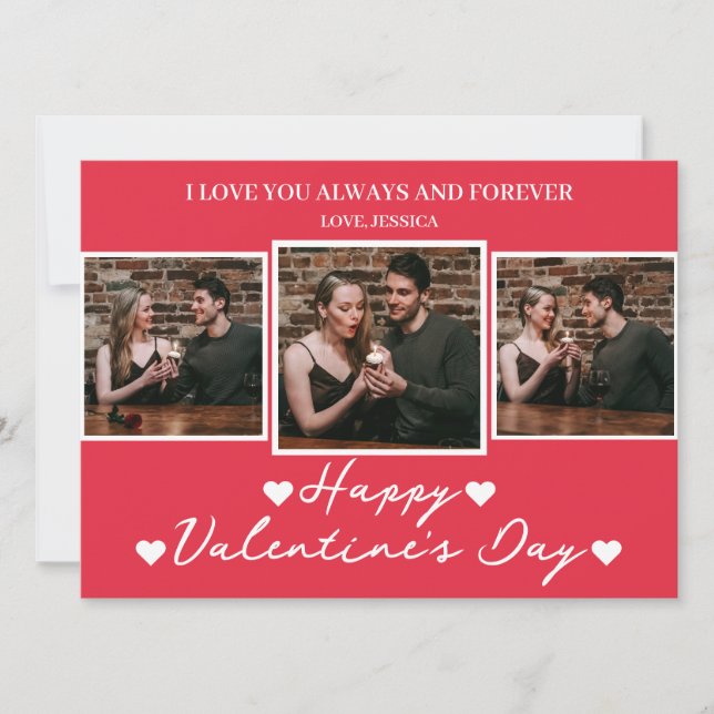 Tarjeta Festiva El día de San Valentín de amor simple elegante fot (Anverso)