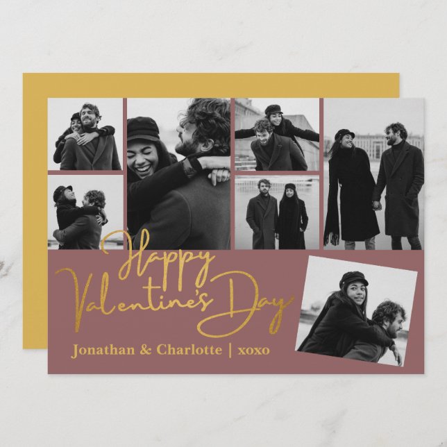 Tarjeta Festiva El día de San Valentín de amor simple elegante par (Anverso / Reverso)