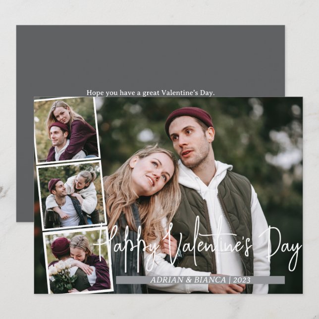 Tarjeta Festiva El día de San Valentín de amor simple elegante par (Anverso / Reverso)