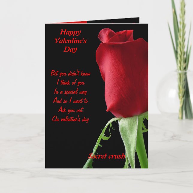Tarjeta Festiva El día de San Valentín de aplastamiento secreto (Anverso)