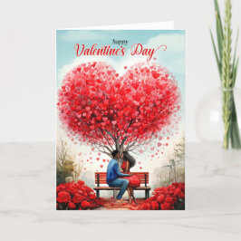 Tarjeta Festiva El día de San Valentín de árbol cardíaco de pareja