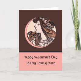 Tarjeta Festiva El día de San Valentín de Art Nouveau Mucha encant