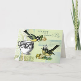 Tarjeta Festiva El día de San Valentín de Aves Vintage