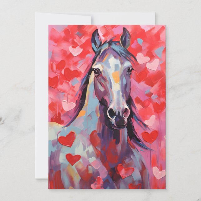 Tarjeta Festiva El día de San Valentín de caballos (Anverso)