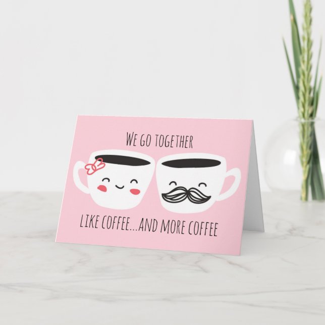 Tarjeta Festiva El día de San Valentín de café y amor (Anverso)