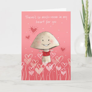 Tarjeta Festiva El día de San Valentín de caracteres de hongo lind