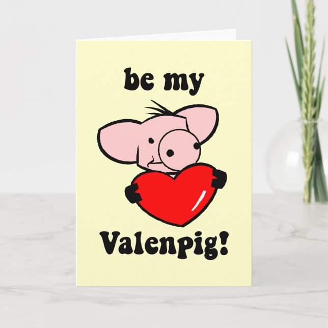 Tarjeta Festiva El día de San Valentín de cerdo divertida (Anverso)