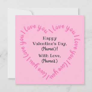 Tarjeta Festiva El día de San Valentín de corazón personalizado "t