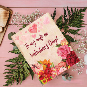Tarjeta Festiva El día de San Valentín de corazones de las flores