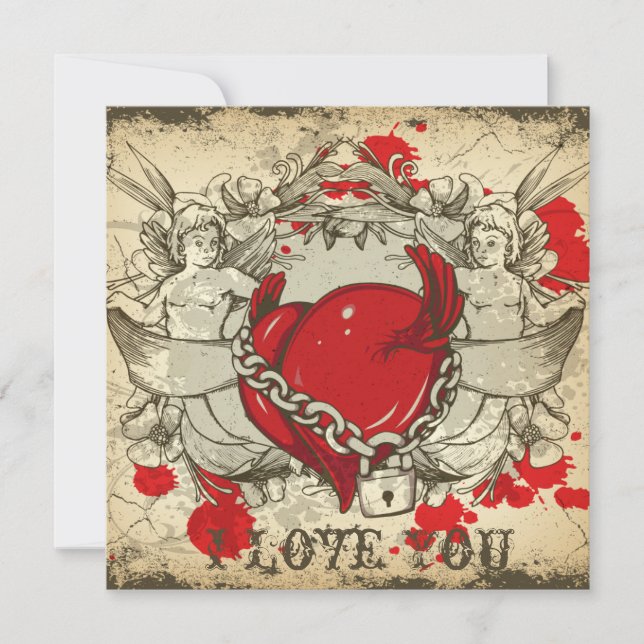 Tarjeta Festiva El día de San Valentín de corte (Anverso)