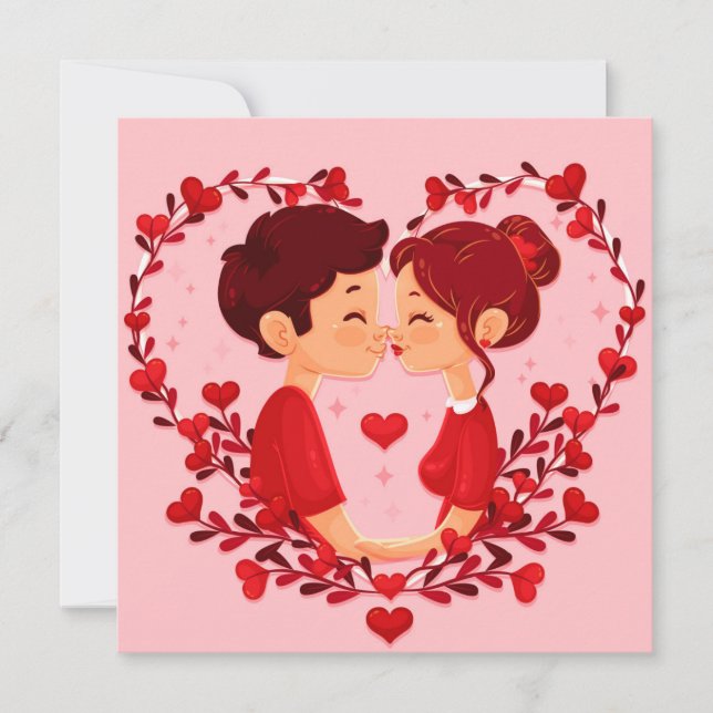 Tarjeta Festiva El día de San Valentín de corte (Anverso)