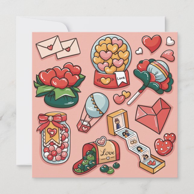 Tarjeta Festiva El día de San Valentín de corte (Anverso)