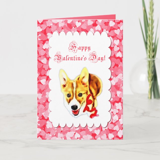 Tarjeta Festiva El día de San Valentín de Cute Corgi (Anverso)