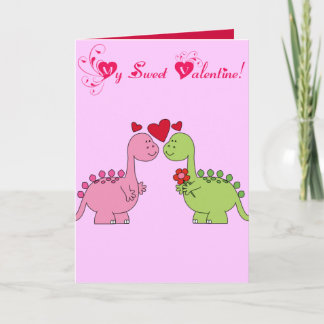 Tarjeta Festiva El día de San Valentín de dinosaurios