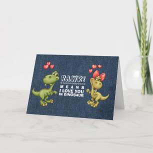 Tarjeta Festiva El día de San Valentín de Dinosaurios divertidos
