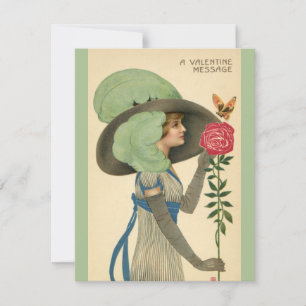 Tarjeta Festiva El día de San Valentín de época, mariposa Lady Red