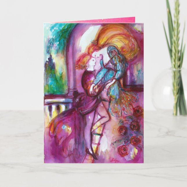 TARJETA FESTIVA EL DÍA DE SAN VALENTÍN DE ESCENA DE BALCÓN DE ROME (Anverso)