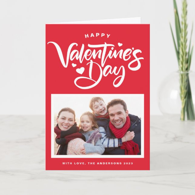 Tarjeta Festiva El día de San Valentín de fotografía de caligrafía (Anverso)