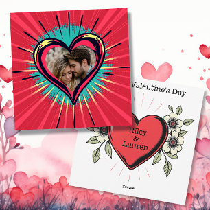 Tarjeta Festiva El día de San Valentín de fotografía y nombres pop