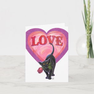 Tarjeta Festiva El día de San Valentín de gato negro