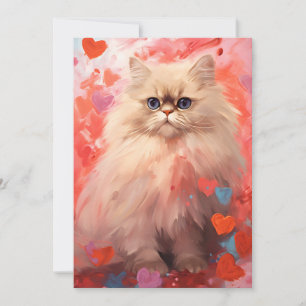 Tarjeta Festiva El día de San Valentín de gato persa