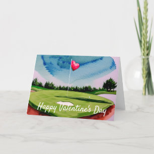 Tarjeta Festiva El día de San Valentín de golf en acuarela